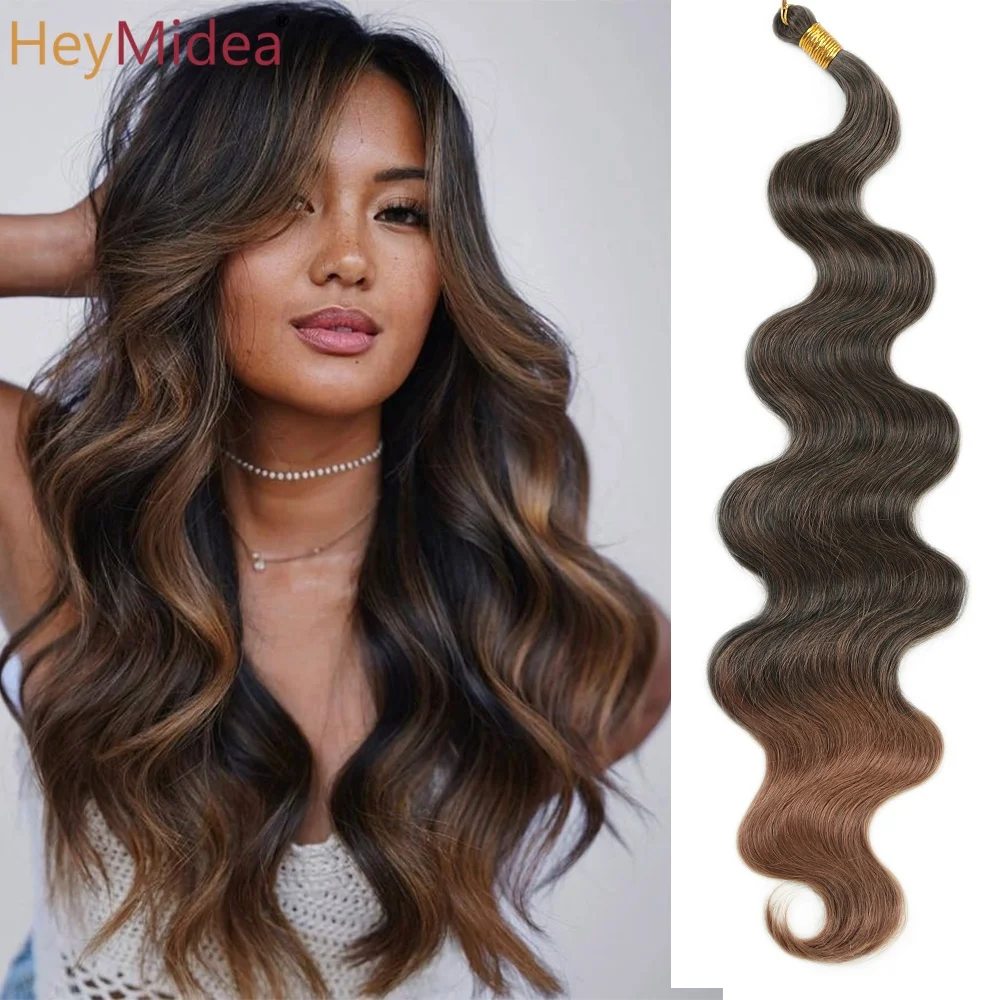 

Body Wave Crochet Braids Hair 24Inch Synthetic Hair Braids Fake Hair Ombre Blonde Natural Braiding Hair Extensions For Women