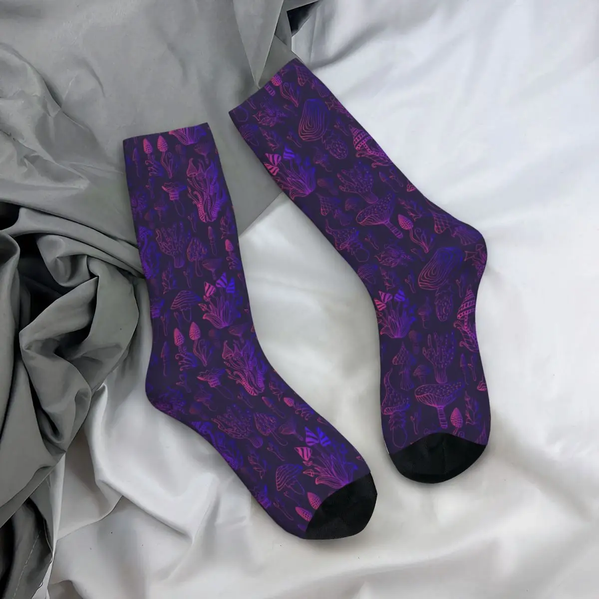 Dark Purple Mushroom Tasty Food Socks Male Mens Women Winter Stockings Polyester