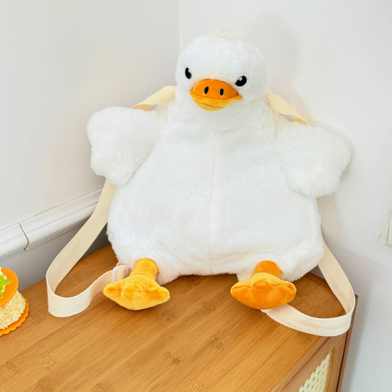 Cute Duck Plush Backpack Cartoon Animal Doll Shoulder Bag Soft Fluffy Plushie Bag Kawaii Creative Zipper Daypack Funny Gift
