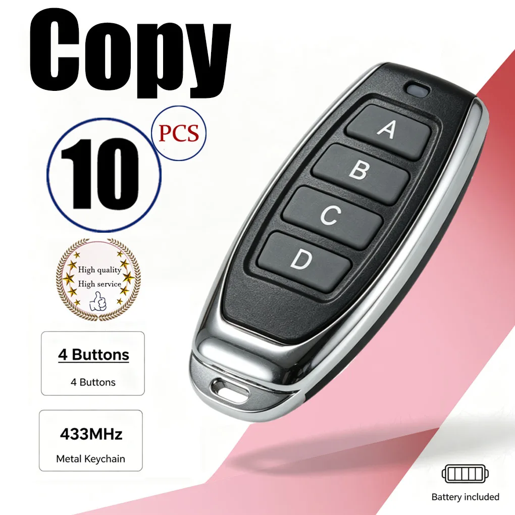 10pcs Portable Fixed Code Copy Garage Remote 4 Buttons 433.92MHz Wireless RF Transmitter Duplicator For Automatic Barrier Gate R