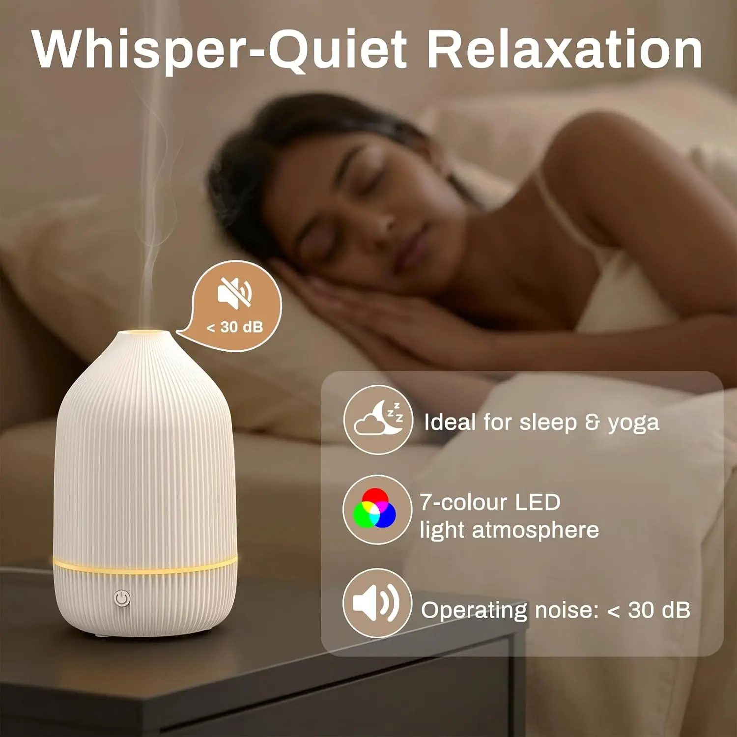Essential Oil Diffuser, 100ml Aromatherapy Diffuser, USB silent aromatherapy fragrance humidifier for bedroom