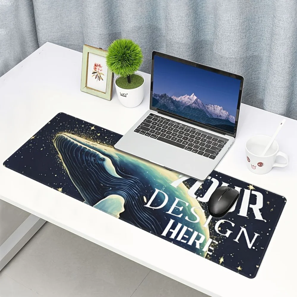[2D Flat] 1pc Custom Personalized Space Whale Desk Mat Add Your Design Multi Sizes Office Gaming Decor (Only Decoration)