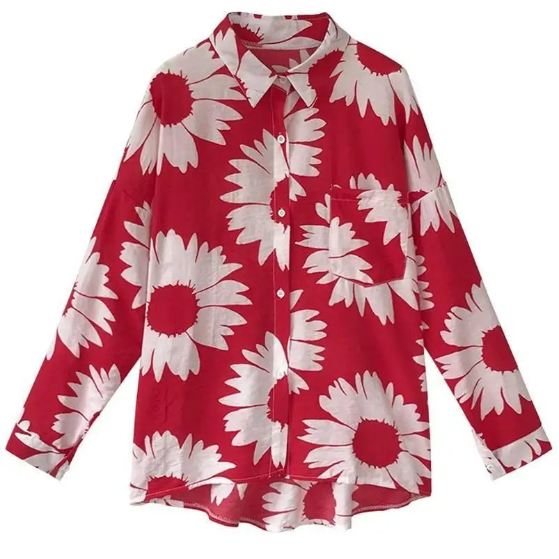 Floral Shirt for Women in Spring and Autumn with a Trendy Design That Is Niche Long Sleeved Shirt Loose and Slimming Top