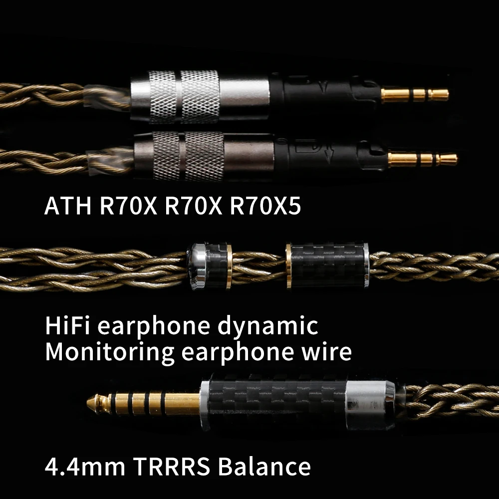 SYRNARN 6N Single Crystal Copper Headphone Upgrade Balanced Cable 1 to 2 Jack Dual 3.5/2.5/4.4mm Plug for ATH-R70X R70X R70X5