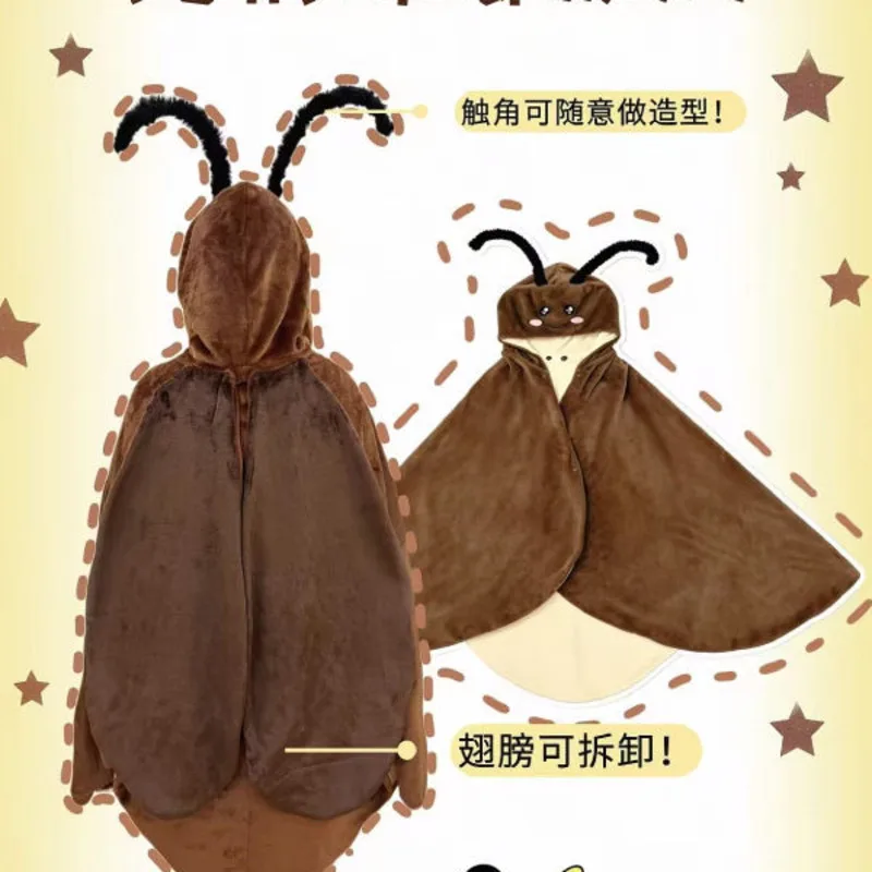 Cute Cockroach Plush Cape Wearable, Blanket Funny Insect Wings Detachable, Antennas Soft Warm Shawl Cosplay, Gift For Kids Adult