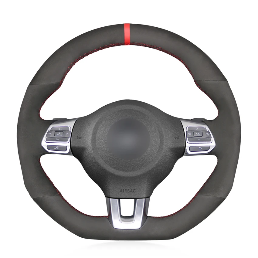 Factory Price Custom Hand Sewing Suede Steering Wheel Cover for VW MK5 MK6 MK7 MK8 line Scirocco