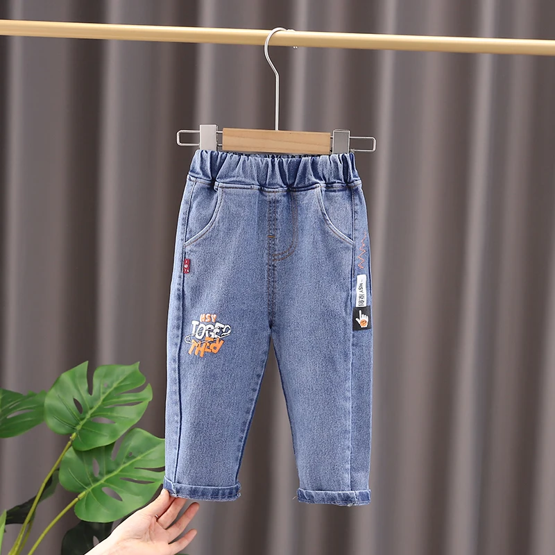 New Hot Baby Boys Girls Jeans Pants Children Trousers Boys Girls Jeans Boys Casual Pants Cartoon Jeans Kids 1 2 3 4  YEARS