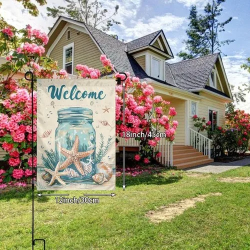 mason jar Garden Flags Double Sided,Garden Flags for All Seasons, 12x18 XXQ