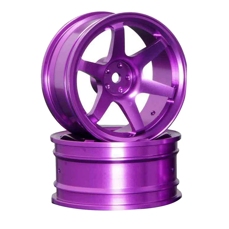 6 Spoke 4P Aluminum Alloy RC Car Parts Wheel Rim For RC 1/10 On-Road 1052 Drift Sakura TE37+ Purple