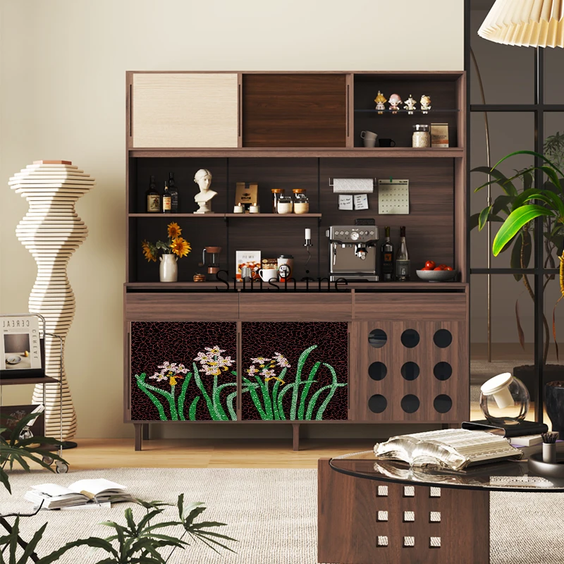 

French solid wood locker against the wall Multifunctional tea bar Household floor-to-ceiling integrated wine cabinet