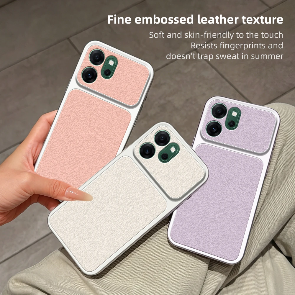 For Oppo Reno 13A Case Oppo Reno14 F Reno 15F Reno16F 13 FS Cover Leather Case Luxury Lens Case Protect Matte leather Back Cover