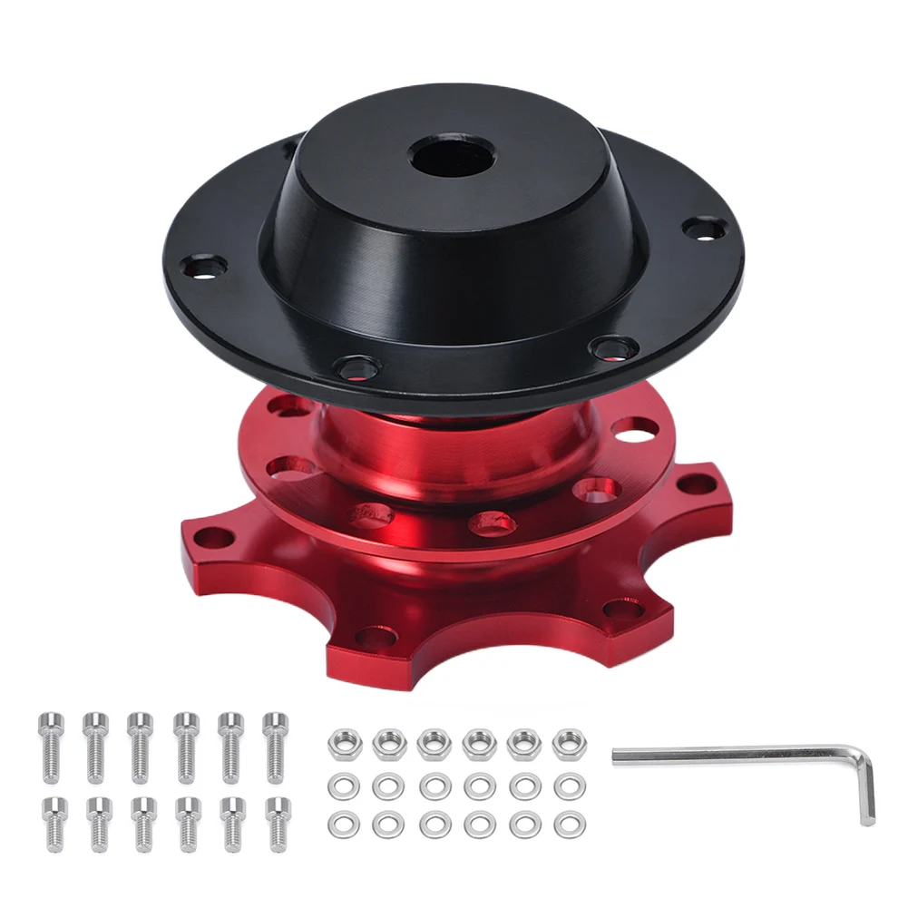 

Universal Steering Wheel Hub Aluminum Alloy Car Steering Wheel Remover 6 Holes Steering Wheel Quick Disconnector for Car Parts