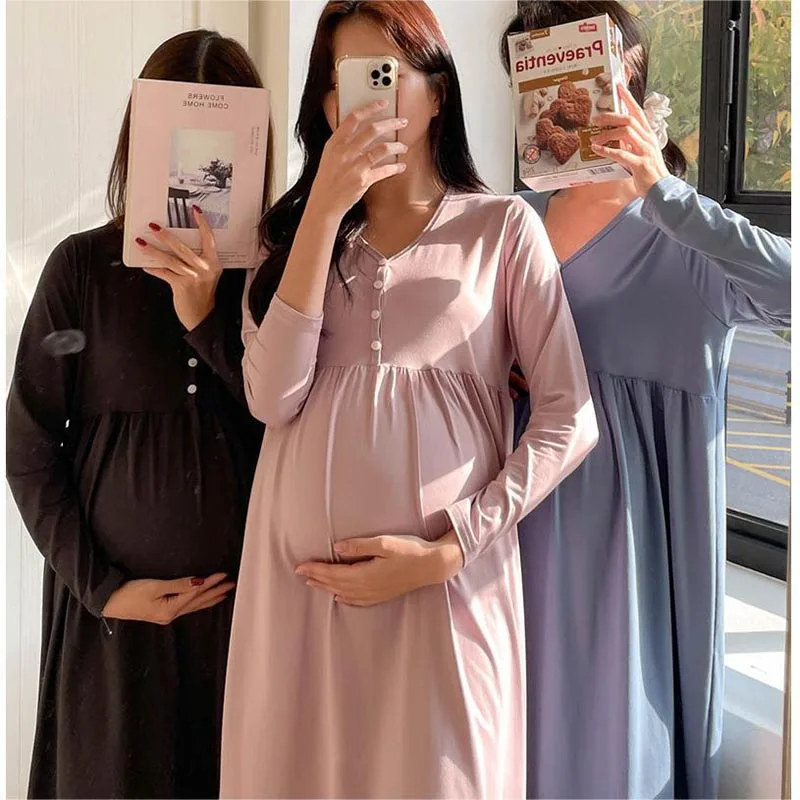 

Maternity Clothes Breastfeeding Nightgowns Nursing Sleepwear Hospital Loose Fitting Breast Feeding Pajamas Pregnancy Dress