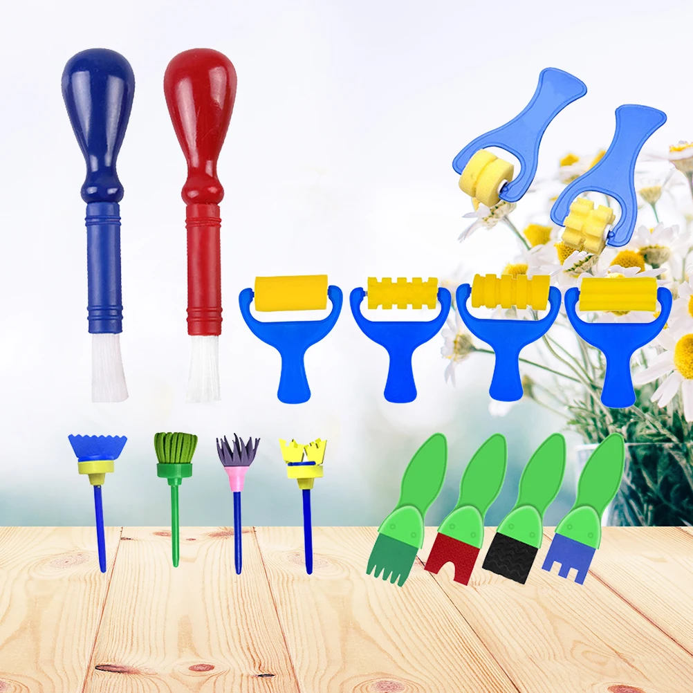 

16 Pcs Children's Art Painting Sponge Set Colorful Early Education Graffiti Seal Waterproof Painting Art Supplies