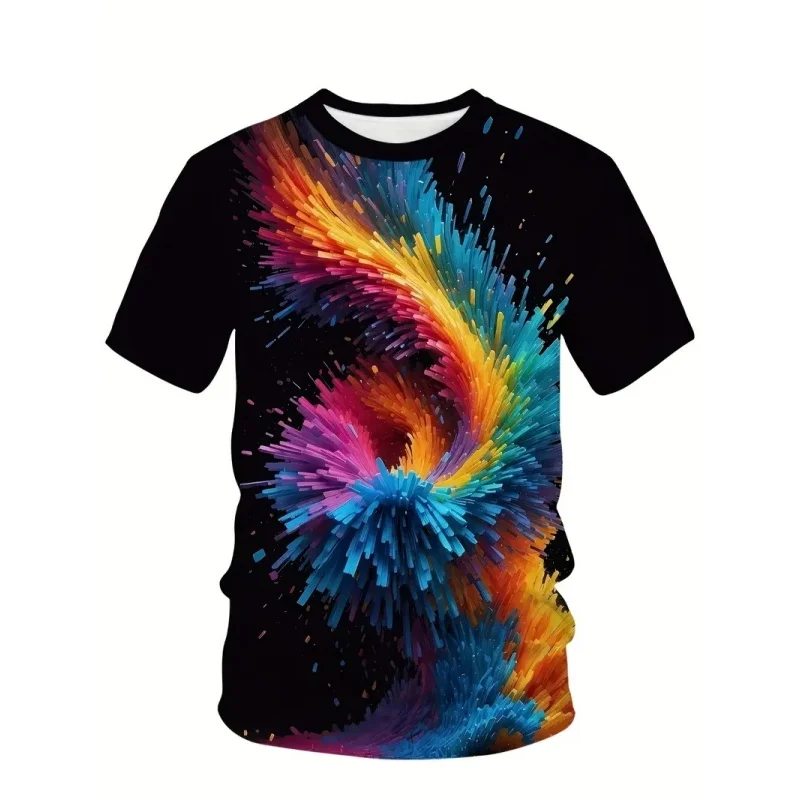 3D Printed Wolf Reaper T-Shirt For Men Color Gradient Pattern Tees Summer Casual Round Neck Short Sleeve Tops Street Tee Shirts