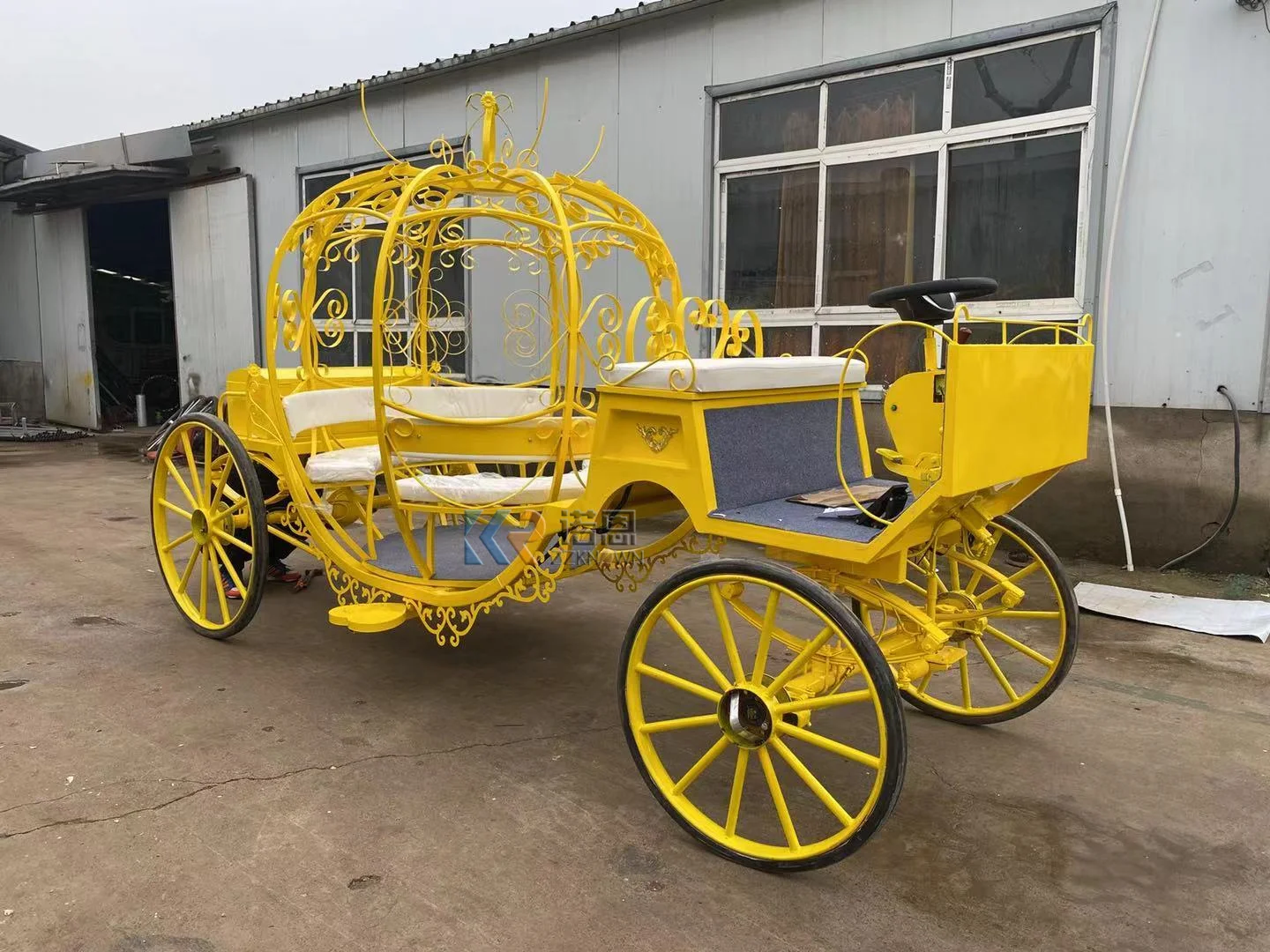 Luxury Horse Carriage Visiting Carriage With LED Light Romantic Pumpkin Wedding Carriage