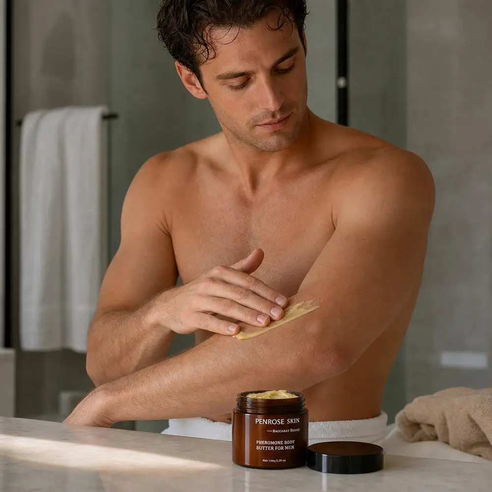 Pheromone Body Butter for Men Long Lasting Masculine Fragrance Hydrating Shea Butter Cream Alcohol Free for Sensitive Dry Skin