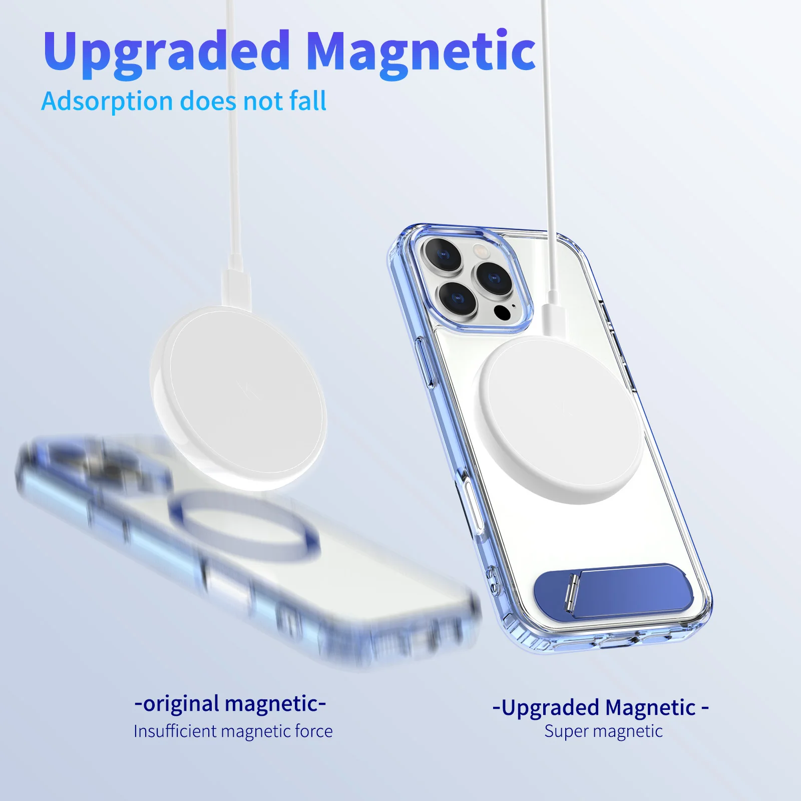 Luxury Metal Stand Clear Magnetic Phone Case For iPhone 16 15 14 13 Pro Max Folding Invisible Bracket Shockproof Protector Cover