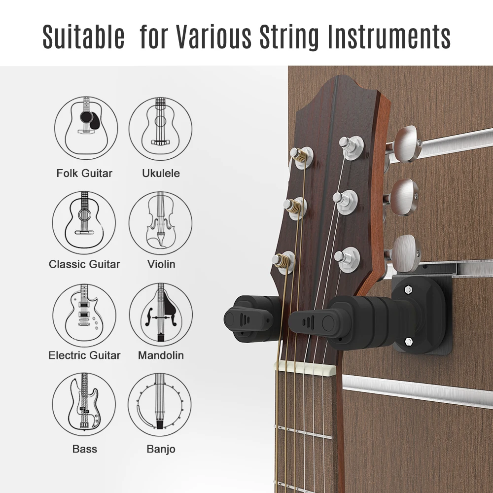 GALUX GH-110M Auto Lock Guitar Hanger Hook Holder Slat Wall Mountable for Acoustic Folk Classic Electric Guitar Bass Mandolin