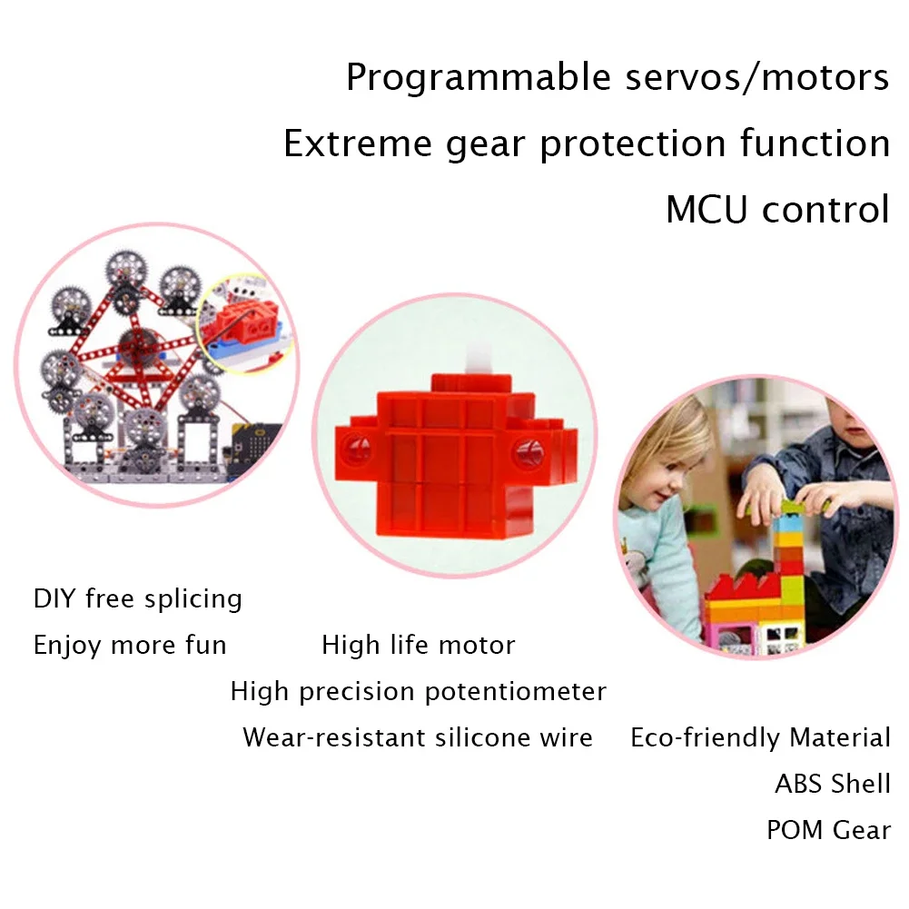 Geekservo motore programmabile a 360 gradi compatibile con legoeds supporto modello RC kittenblock makecode per Microbit Raspberry Pi