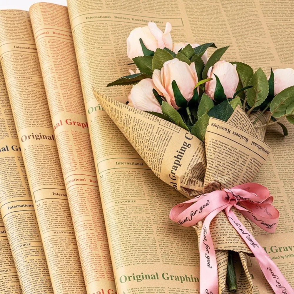 10/20 Sheets Wrapping Sleeve Gift Wrapping Paper Gifts Packaging Material DIY Newspaper Kraft Paper English Newspaper Big Size