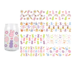 Easter 3D UV DTF Rabbit Transfer Sticker Cartoon Cute Wraps Cup Waterproof Sticker For Libbey Glass Mug Cup 16 OZ Decals