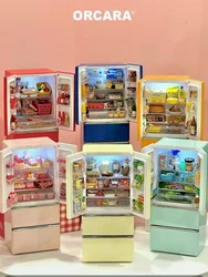 1:6 Doll House Mini Model Furniture Accessories Double Door Refrigerator with Light Bjd Ob11 Gsc Blyth Soldier Lol Scene Props