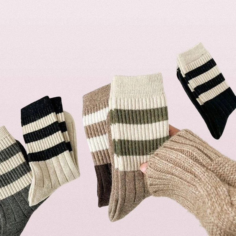 Chaussettes mi-tube respirantes pour femmes, absorbant la sueur, rétro, chaussettes longues à deux barres, tendance automne et hiver, 10/15 paires, nouveau, 2024