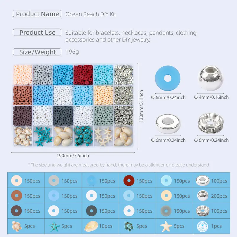 2000pcs Ocean Breeze Jewelry Making Kit Polymer Clay Beads Summer Themed Friendship Bracelets Making Kit for DIY Craft Supplies