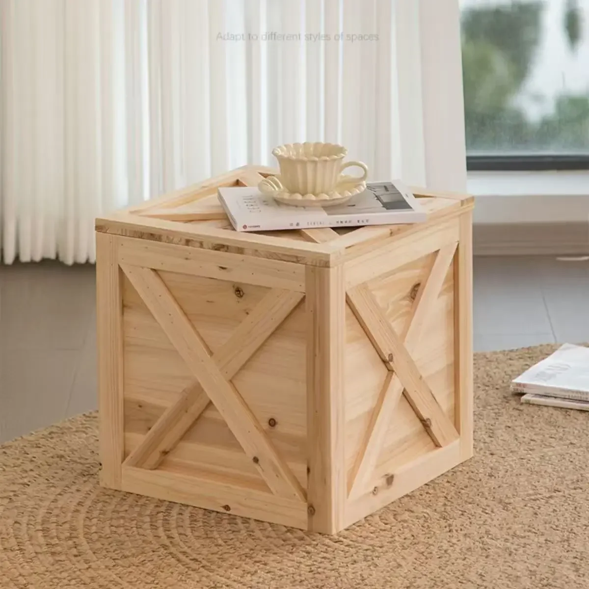 Solid wood storage box American retro square design storage stage restaurant ornament base prop wooden box customization