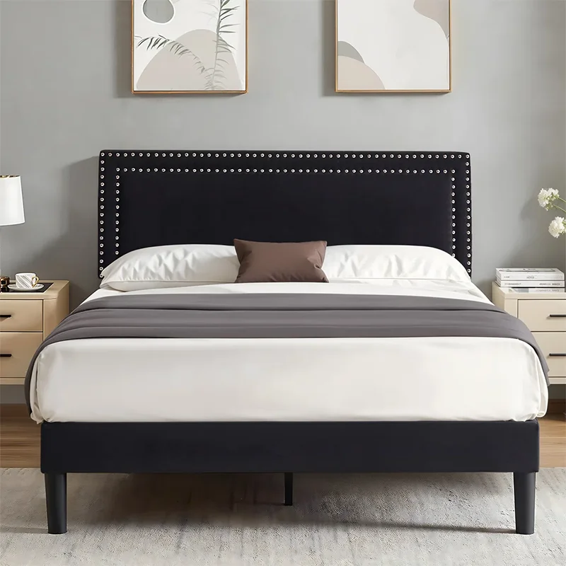 

# King Queen Full Size Bed Frame Heavy Duty Mattress Foundation with Wooden Slats and Storage Space Bedroom Furniture