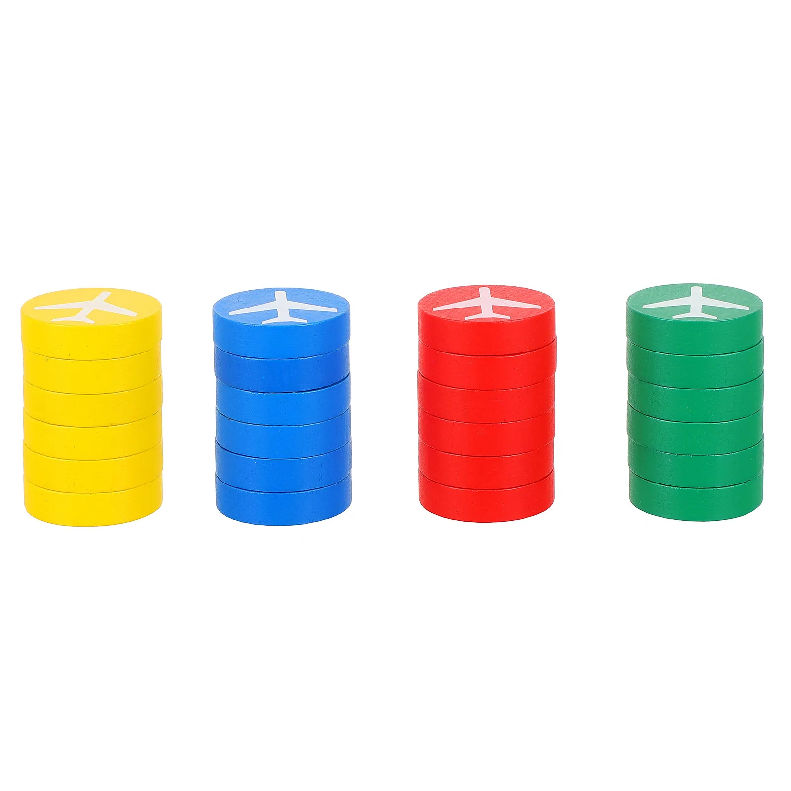 

24Pcs Wooden Flight Chess Pieces Creative Fine Workmanship Colorful Round Chessman for Home School Office Camping Travel Fun