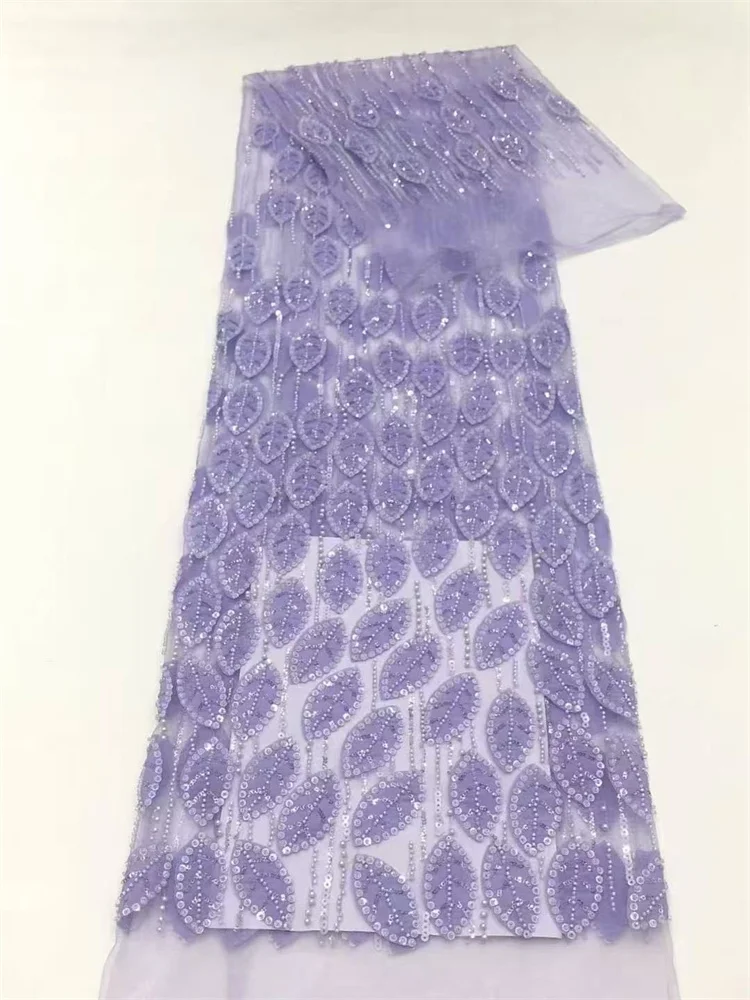 

New Arrival Beaded Sequin Lace Fabric 2025 Pearl Raindrop Pattern African High Quality Lace Fabric For Sewing Women's Dress