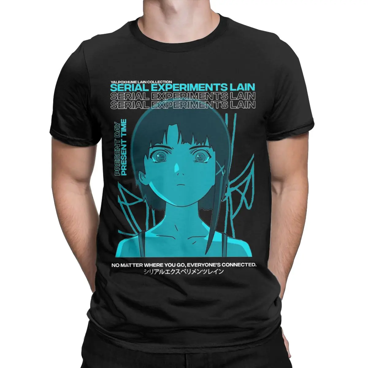 Men Serial Experiments Lain Aesthetic Retro Darker T Shirts Anime Cotton Tops Short Sleeve Crew Neck Tee Shirt Gift Idea T-Shirt