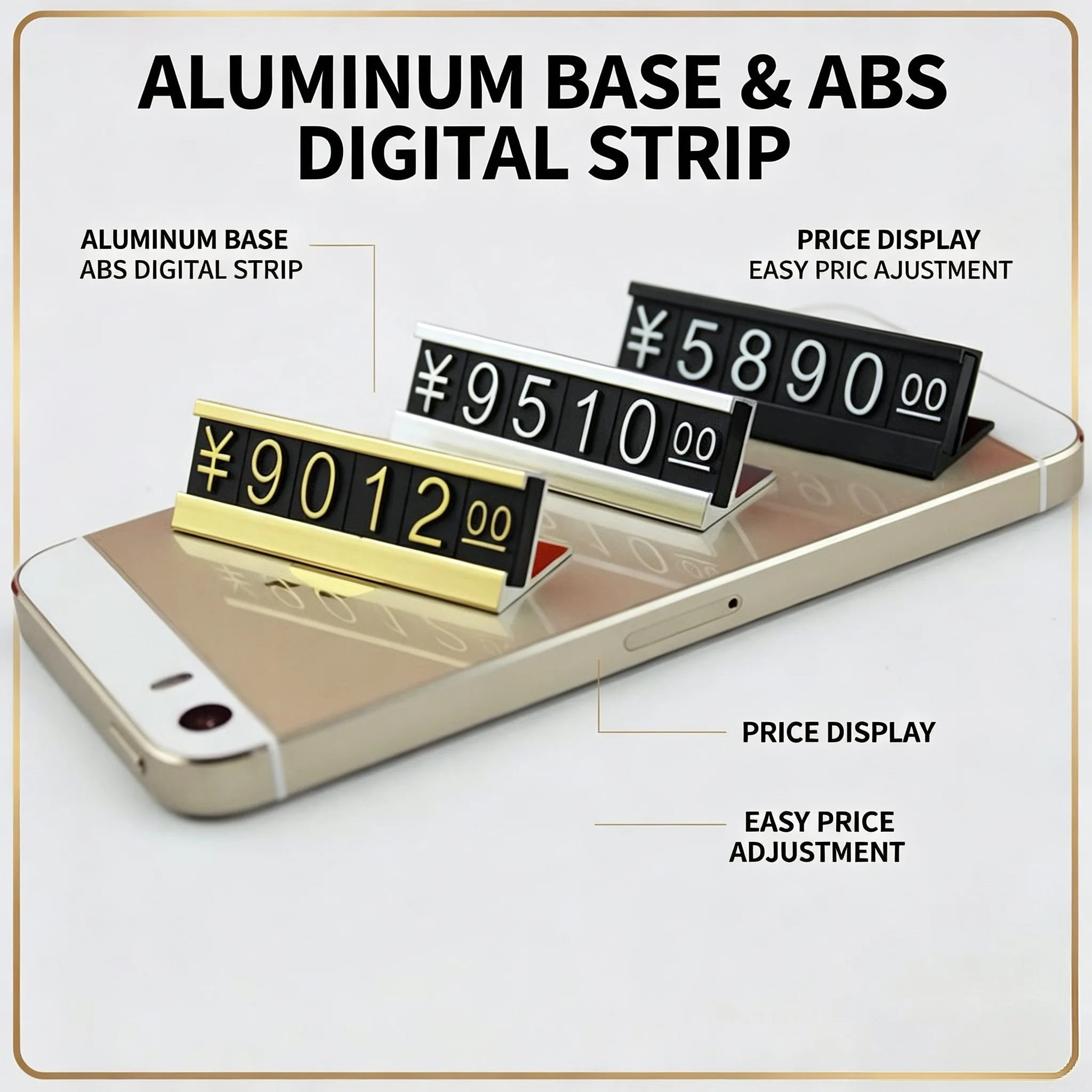 30 Sets Aluminum Dollar Euro Number Digit Price Label Sign Display Stand Clothes Phone Jewelry Showcase Price Cube Tags