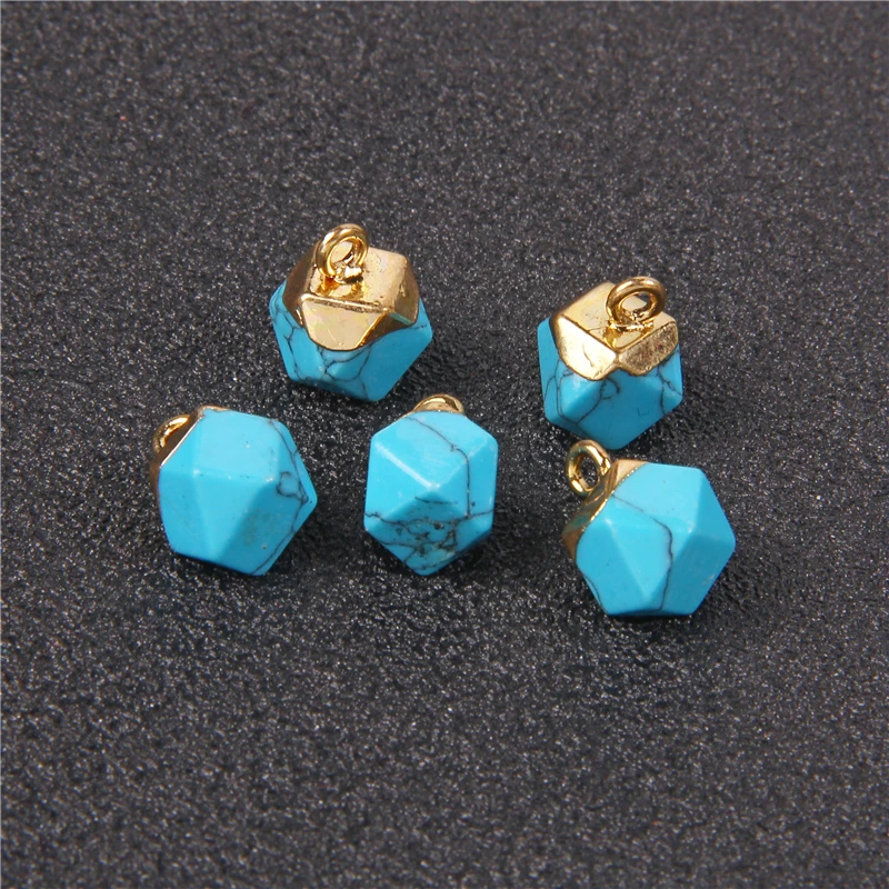 5 Stück Naturstein Quarz Kristall Anhänger Mode 11x9mm grün Malachit Opal Jade Perlen Charms für Schmuck herstellung DIY Halskette