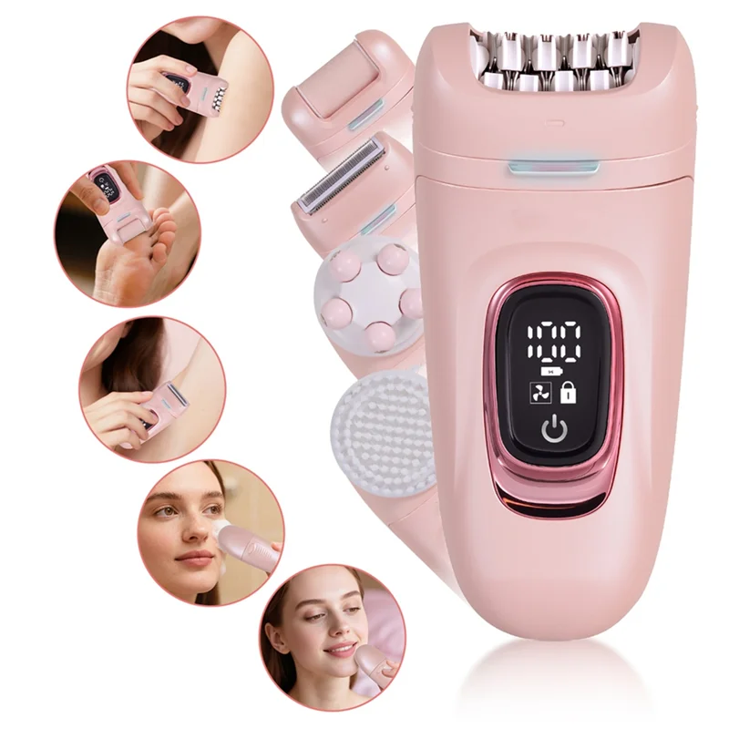 A74G-LED-Display 5-in-1-Damen-Elektrorasierer für Beine, Bikini-Trimmer, Haarentfernung für Beine und Unterarme, öffentliche Haare