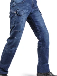 Trousers Men's Jeans Straight Slim Elastic Wear-resistant Multi-pocket Training Men Pants Outdoor Hiking Pant
