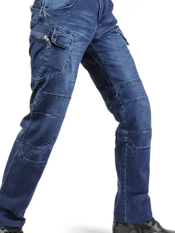 Trousers Men's Jeans Straight Slim Elastic Wear-resistant Multi-pocket Training Men Pants  Outdoor Hiking Pant