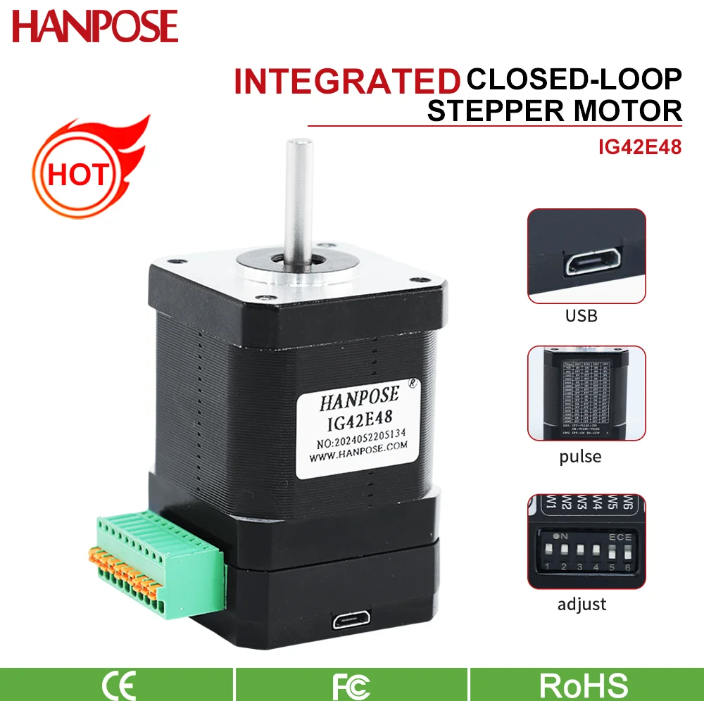 

2.0A 0.5N.M IG42E48 MENA17 Integrated closed-loop stepper drive Industrial automation, medical technology, robotics technology