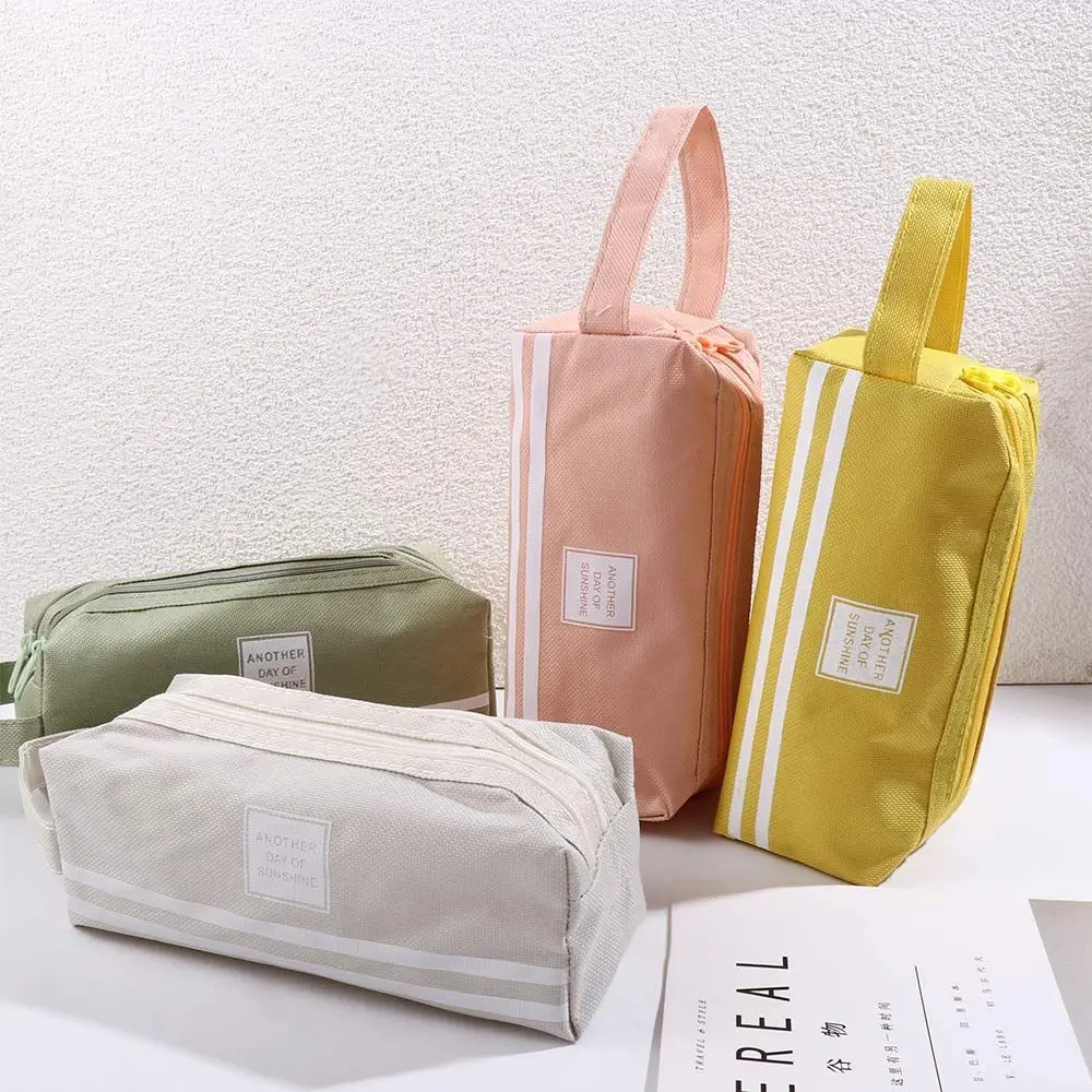 Handbag Student Storage bag Candy color High Capacity Big Pencil Case Double layer Pen Case Pen Bag