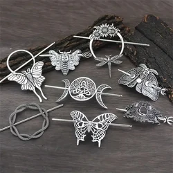 New retro literary crescent cloud hairpin women's metal moon hair stick fashionable Gothic Viking all-match hairpin hairpin