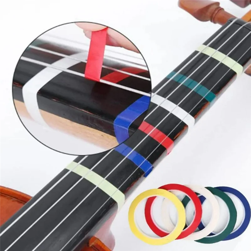 AD45 6 แพ็คไวโอลินฟิงเกอร์บอร์ดเทป, เทปเชลโล่เครื่องดนตรีเทปนิ้วเทปไวโอลินสำหรับผู้เริ่มต้น (6 สี)