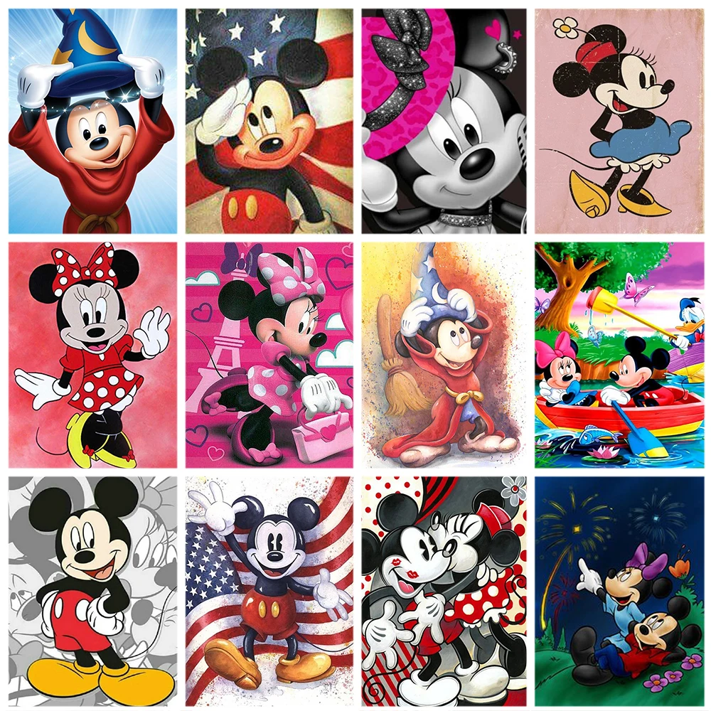 

Disney 5D Diamond Painting Cartoon Minnie Mickey Mouse Embroidery Full Mosaic Creative Hobbies Decoration For Home Gift