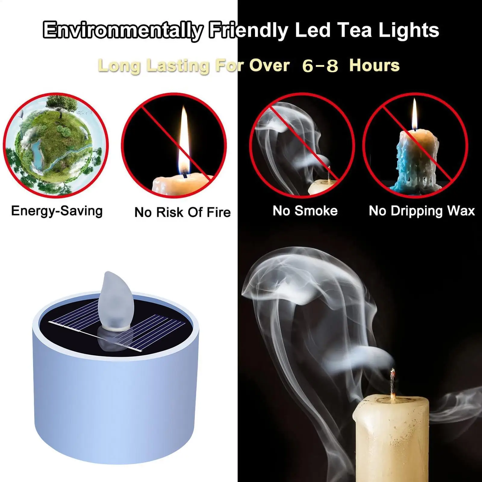 LED-Kerzenlicht-Timer, wiederaufladbar, blinkend, flammenlose Kerzenlampe, flammenlose elektrische Teelichter für Heimdekoration, Kerze