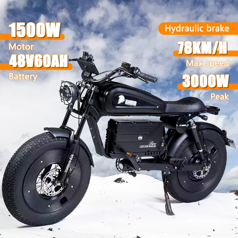 2024 ZPW Ebike 1500W Brushless Motor 48V60AH 20 inch Electric Bicycle Fat motorcycle With Hydraulic Shock Absorber Mountain Bike