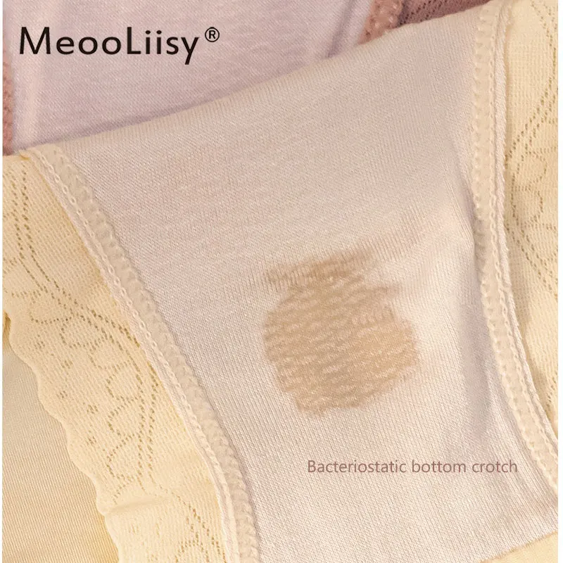 【3Pcs/Pack！】MeooLiisy Hot Ice Silk Women Panties Thin No Show Lace Mid Waist Pants Breathable Briefs Lady Underwear