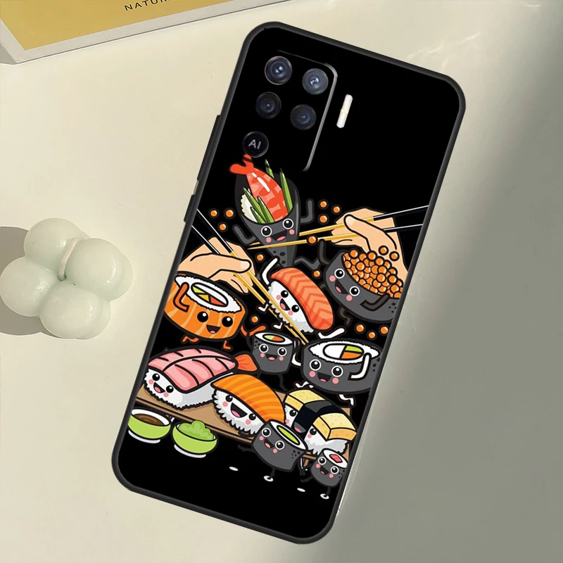 Food Sushi Case For OPPO A15 A74 A54 A94 A52 A72 A31 A53 A53S A5 A9 2020 A3S A5S A83 A91 A93 Cover