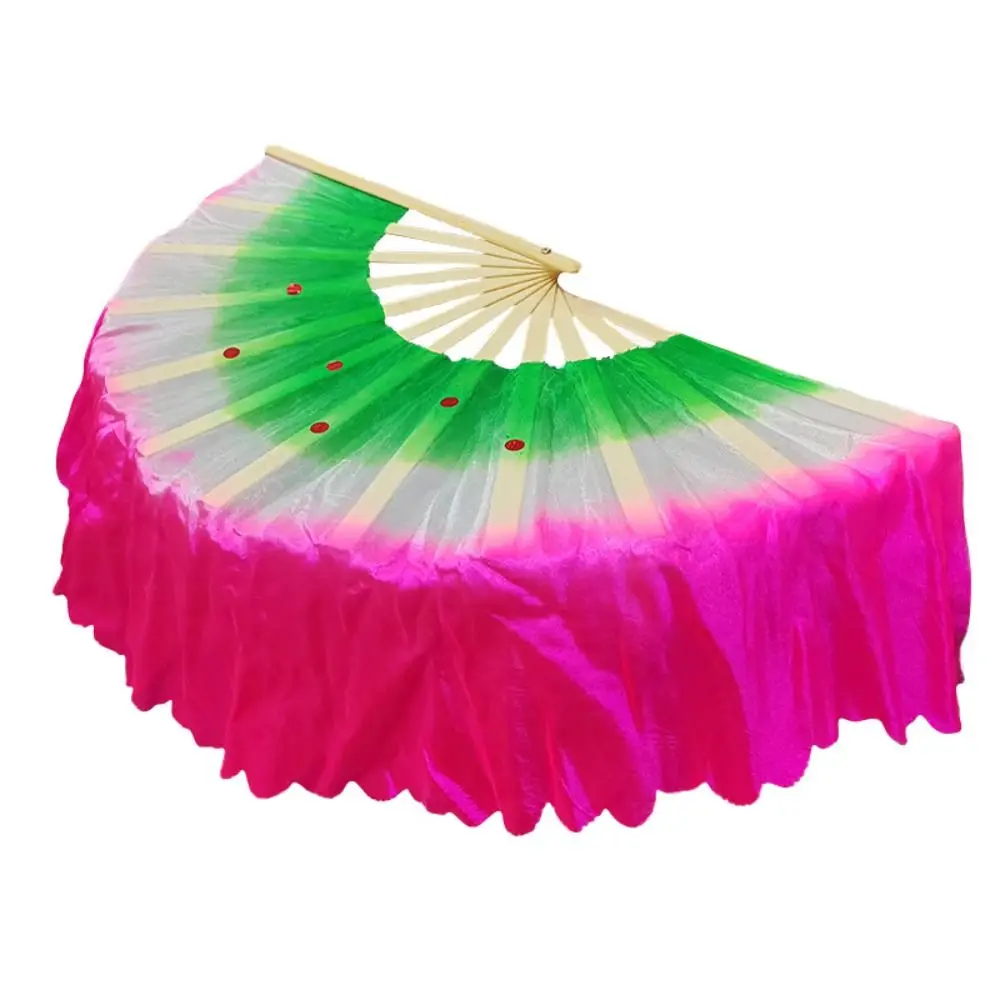 30/36cm Bamboo Chinese Short Bellydance Fan 10/15/40cm Half Circle Silk 4 Colors Bamboo Fans 7 Styles Hand Dye Adults Fan