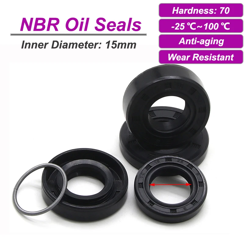 2/5pcs Black NBR Framework Oil Seals ID15mm TC-15*22/24/25/26/28/30/32/35/40/42*5/7/8/10mm Nitrile Rubber Shaft Sealing Gaskets